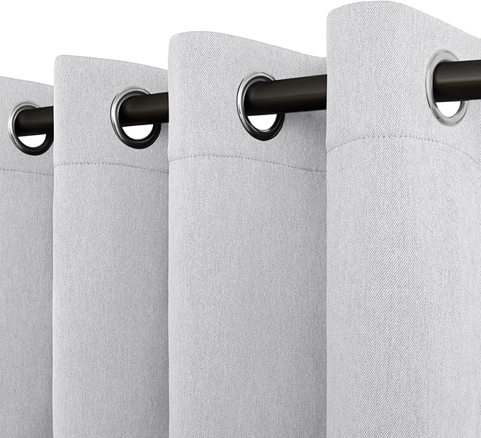 Easy-Going Linen Look Blackout Curtain Grommet Window Curtain Drapes for Bedroom, Living Room Thermal Insulated Room Darkening (2 Panels, 52x84 inch, Greyish White)