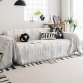 Chenille Couch Cover Pet Friendly, Sofa Cover Washable, Reversible Sofa Slipcover for Sectional Sofa, Loveseat, 2 or 3 Cushion Couch, Corner Sofa, Futon Cover (71" X 118", White)