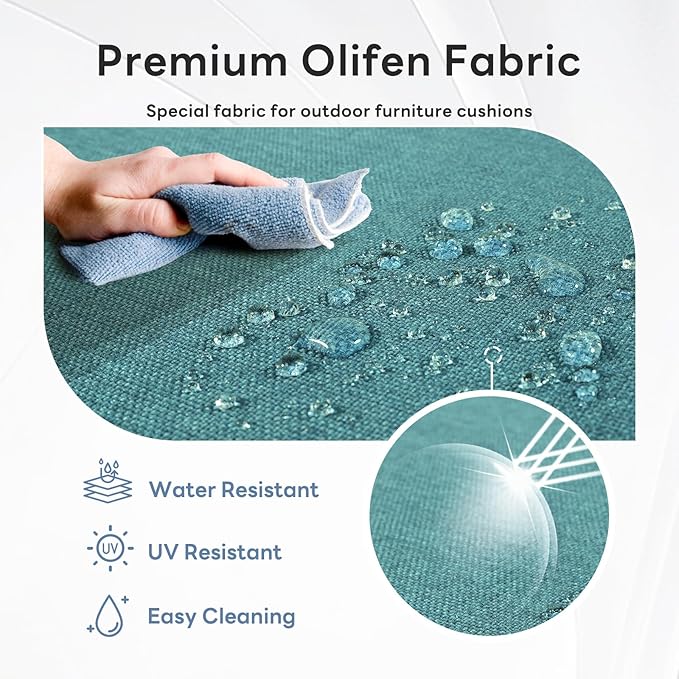 6" Thicker Outdoor Chair Cushion 5 Sets - 24" *24" *6" Waterproof Patio Furniture Cushions with Removable Cover, 28D High Density Sponge Filling Thicken Outdoor Patio Cushions - Peacock Blue