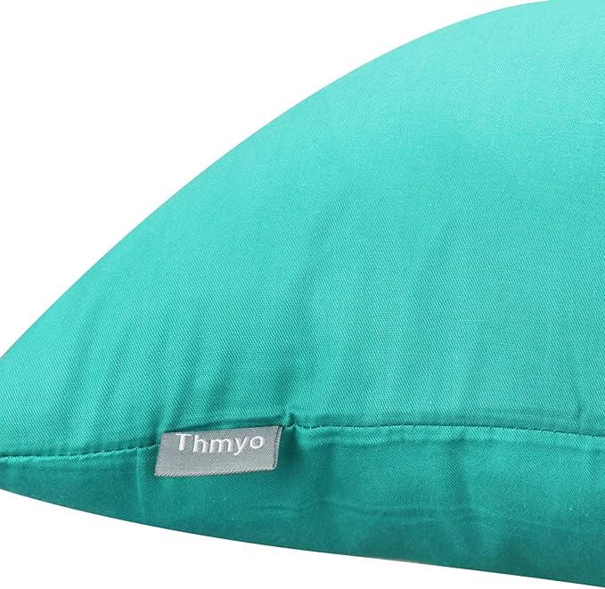 4-Pack 100% Cotton Comfortable Solid Decorative Throw Pillow Case,Thmyo Square Cushion Cover Pillowcase Sublimation Blank Pillow Covers DIY Throw Pillowcase for Sofa Bedroom(20x20 inch/ 50x50cm,Green)