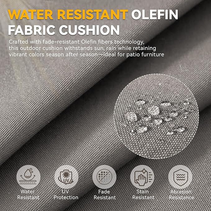 Patio Cushions for Outdoor Furniture - 22" x 25" x 4" UV Resistant Thick Foam Cushions Water Resistant Replacement Cushion for Outdoor Patio Furniture Chair/Sofa/Couch | Grey | 3-Pack |
