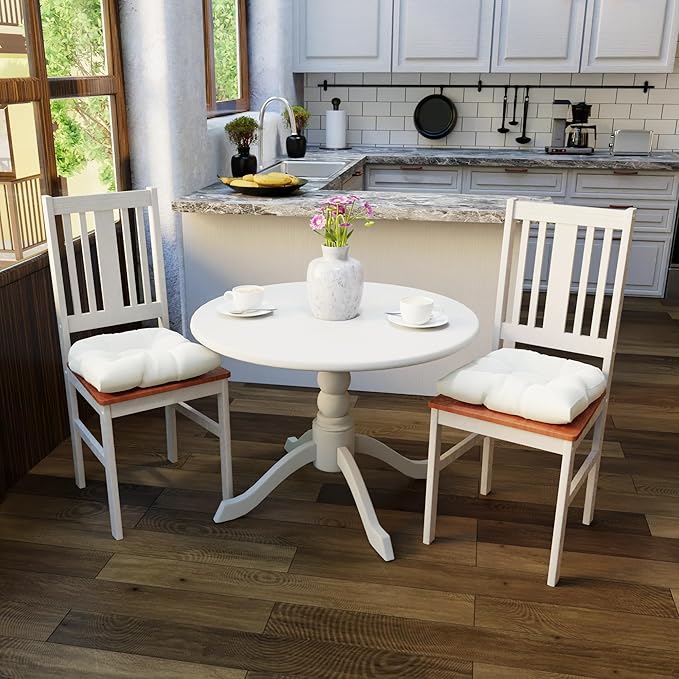 Klear Vu Gripper Overstuffed Universal Non-Slip Dining Chair Cushions for Kitchen Decor or Office Use, U-Shaped Skid-Proof Seat Pad, 17x17 Inches, 2 Count (Pack of 1), Solid Ivory