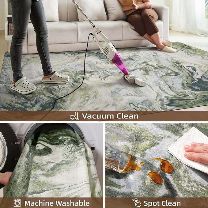 3x5 Washable Area Rugs for Living Room, Modern Abstract Rug Entryway Kitchen Non Slip Throw Rug, Stain Resistant Carpet for Dining Room Playroom Bedroom, Pet & Kids Friendly