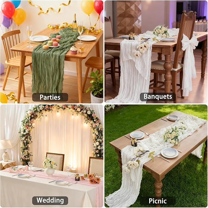 BALCONY & FALCON Terracotta Cheesecloth Table Runner 10FT 120 Inch Rustic & Boho Farmhouse Gauze Cheese Cloth Runners for Wedding Fall Thanksgiving Christmas Party Baby Shower Birthday Decor