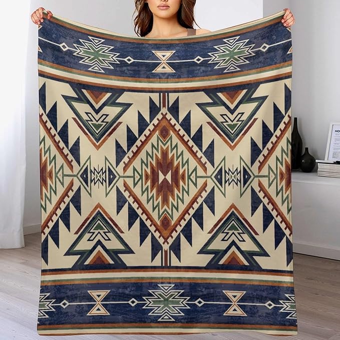 Native Throw Blanket, Southwest Tribal Aztec Pattern Vintage Abstract Ethnic Geometric Print Couch Sofa Bed Plush Throw Blanket 30"x40"