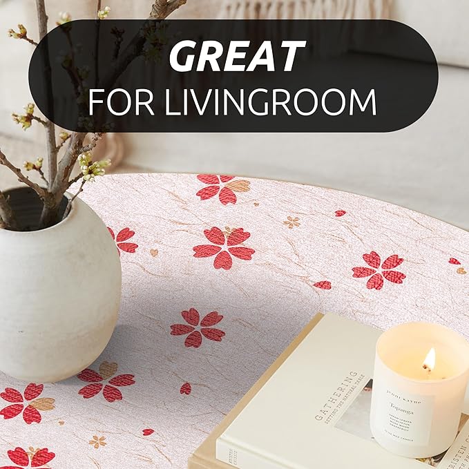 RAY STAR 18X96 Inch Shelf Liner for Kitchen Cabinets, Non-Adhesive Cabinet Liner Washable, PVC Drawer Liner for Dresser Non-Slip Bathroom (Red Floral)(5 Roll)