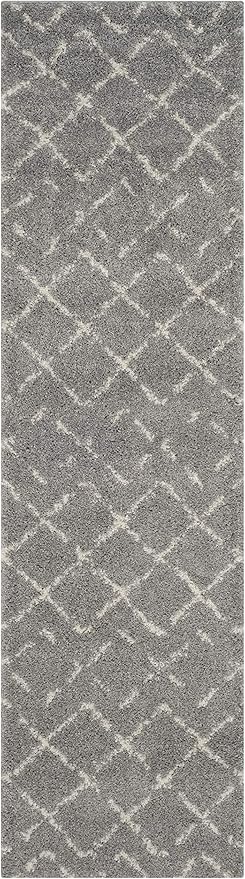 SAFAVIEH Arizona Shag Collection Runner Rug - 2'3" x 6', Grey & Ivory, Moroccan Design, Non-Shedding & Easy to Clean, Ideal for Ideal for Living Room, Hallway, Foyer, Bedroom (ASG743D)