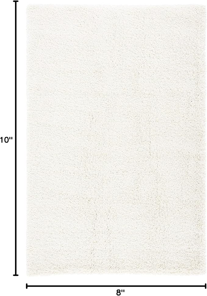 SAFAVIEH Milan Shag Collection Area Rug - 8' x 10', Ivory, Solid Design, Non-Shedding & Easy Care, 2-inch Thick Ideal for High Traffic Areas in Living Room, Bedroom (SG180-1212)