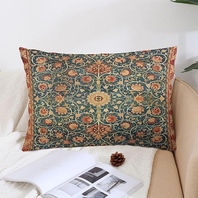 Holland Park William Morris Throw Pillow Covers 12x20 Inch Aesthetic Pillow Velvet Decorative Pillowcase Home Decor Living Room Cushion Case for Bed Sofa Couch