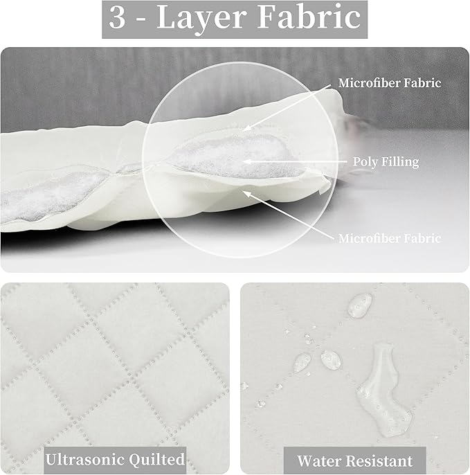 Easy-Going Full/Queen Size Reversible Quilt Set with 1 Quilt and 2 Pillow Shams, Soft Bed Quilt Cover, Water Resistant Lightweight Microfiber Bedspread, Stain Resistant, Ivory/Ivory