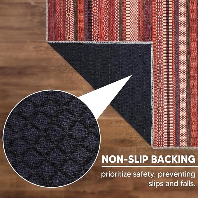 Keen Home Design 8x10 Rug - Machine Washable Area Rug with Non-Slip Backing, Ideal for Living Room, Dining Room, Bedroom - Vintage, Easy Clean, Durable, Low Pile Rug - (8' x 10')