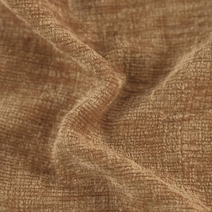 CaliTime Throw Pillow Covers Decorative 16 X 16 Inches Pack of 2 Cozy Solid Dyed Soft Chenille Cushion Cases with Pom Poms for Couch Sofa Bed Living Room Home Apricot Brown