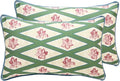 patdrea Designer Throw Pillow Covers Set of 2,French Elegant Spring Green Linen with Iris Floral Pattern Pillow Covers,Decorative Lumbar Pillowcases Cushion for Bed Living Room Outdoor,12"x20"