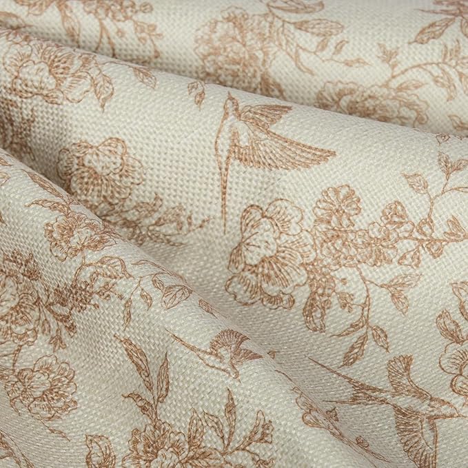 Brown Floral Pillow Cover 18x 18 Set of 2, Vintage Block Print Blooming Flower and Bird Decorative Linen Pillow Cushion Case,Modern Home Decor for Outdoor Couch Bedroom Car