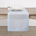 Solino Home Linen Light Blue Table Runner 36 Inches - Classic Hemstitch, 100% Pure Linen Coffee Table Runner 14 x 36 Inch Ideal for Dresser Tables, Christmas, New Year