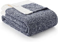 Snuggle Sac Heather Navy Twin Size Blankets, Super Soft Microfiber, Warm Cozy Knit Fuzzy Plush Blankets for Sofa, Bed, Living Room, Navy, 60x80 inches