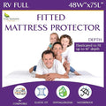 RV Short Full Waterproof Mattress Protector (48" Wx75 L) - Fitted Sheet Style for Three Quarter 3/4 Full Mattress - Hypoallergenic Premium Quality Cover Protects Against Dust, Allergies