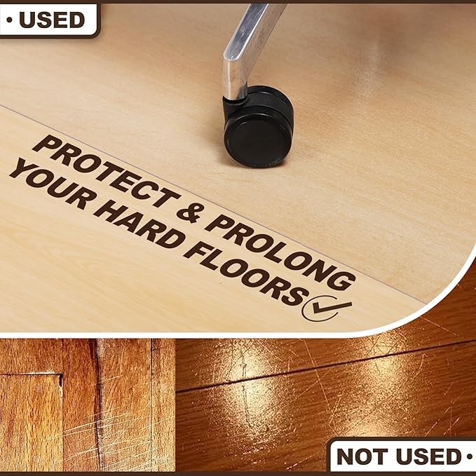 Upgraded 2mm Thick Clear Office Chair Mat, 46"x72" No Slip Vinyl Desk Chair Mat for Hard Floors, Heavy-Duty Easy Clean PVC Computer Floor Mat, Waterproof Rolling Chair Floor Protector for Home Office
