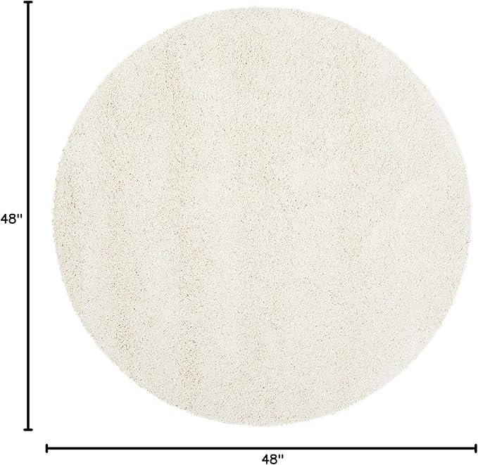 SAFAVIEH Milan Shag Collection 4' Round Ivory SG180 Solid Non-Shedding Living Room Bedroom Dining Room Entryway Plush 2-inch Thick Area Rug