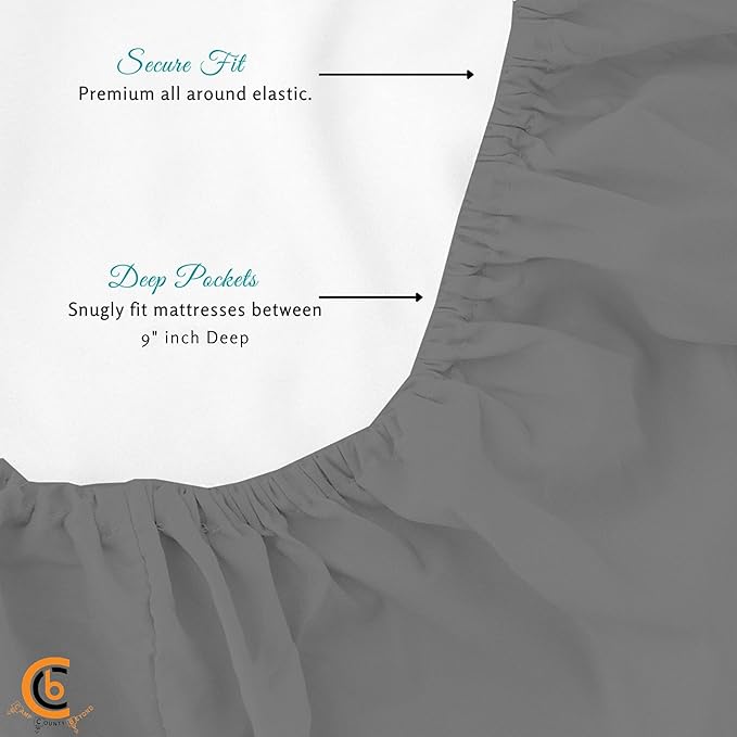 Camping Cot Sheets 30" x 80" - 3 Piece Cot Sheet Set for Bunk Bed - fits upto 9" Deep Mattress, Perfect for Narrow Twin, Camping Cot, RV Bunk, Guest Beds, Trifold Mattress - Dark Grey