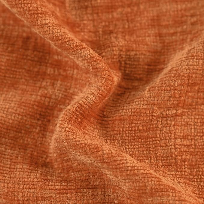 CaliTime Fall Throw Pillow Covers Decorative 20 X 20 Inches Pack of 2 Cozy Solid Dyed Soft Chenille Cushion Cases with Pom Poms for Couch Sofa Bed Living Room Home Burnt Orange