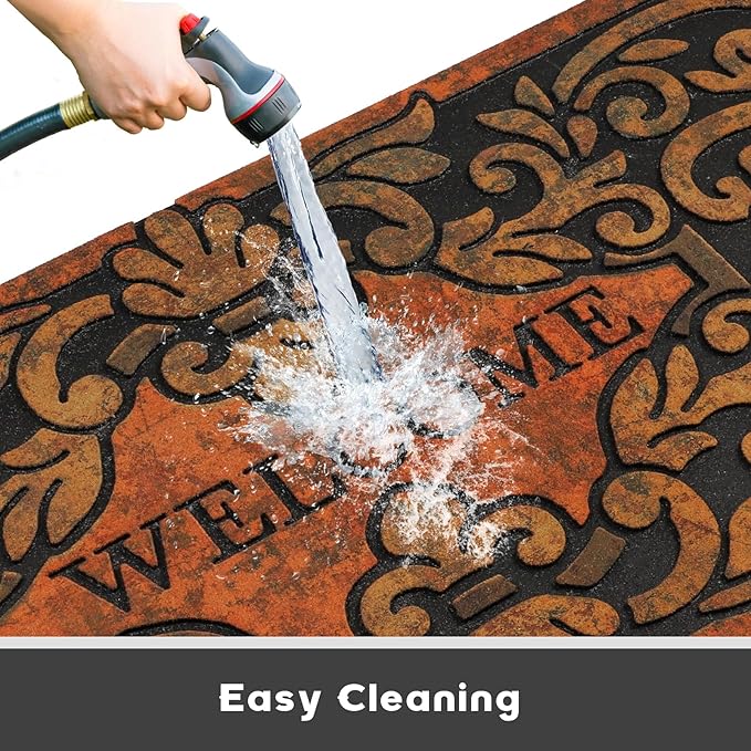Large 47"x22" Heavy Duty Welcome Mat Outdoor with Non-Slip Rubber Backing - Durable Outdoor Door Mat for Front Door Entrance, Garage, Patio & High Traffic Areas（Welcome - Style2）