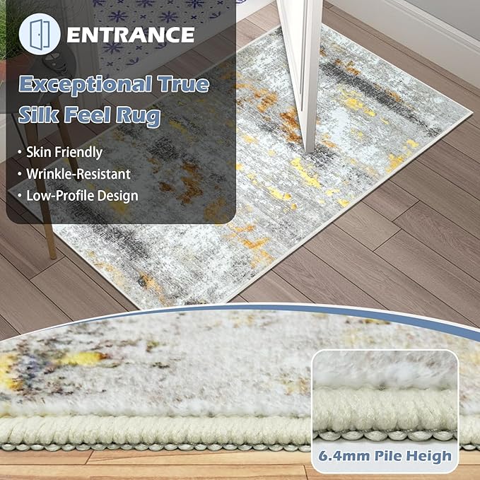Runner Rug Washable 2x31 FT, Non Slip Rubber Backing Abstract Carpet, Soft Area Rugs for Bedroom Kitchen Hallway Entryway Bathroom, Customized