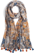 Scarf for Women Lightweight Soft Floral Leopard Printed Scarves Fall Winter Fashion Shawl Wrap with Fringe