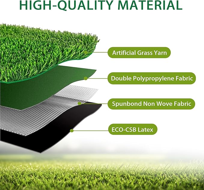 Artificial Turf Tiles 12X12 in,0.6 in Thick,Fake Grass Patch Indoor Outdoor Garden Lawn Patio,Synthetic Turf Mat,Realistic Grass Rug for Dogs Pets Lawn Landscape Squares,Green (12 Packs)