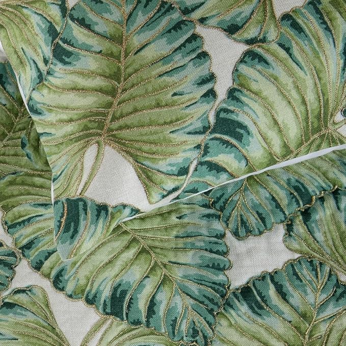 The HomeCentric Decorative Designer Handmade Bed Runner with 2 Decorative Throw Pillow Cover, 86 x 18 Inch Designer CA King Size Bed Scarf in Printed Linen & Embroidery Bed Linen - Tropical Feeling