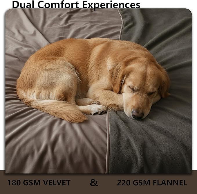 Waterproof Blanket for Bed King Size, Leak Proof Dog Couch Blankets Reversible, Pet Throw Sofa Furniture Protector Machine Washable-82 x108,Light Brown+Dark Brown