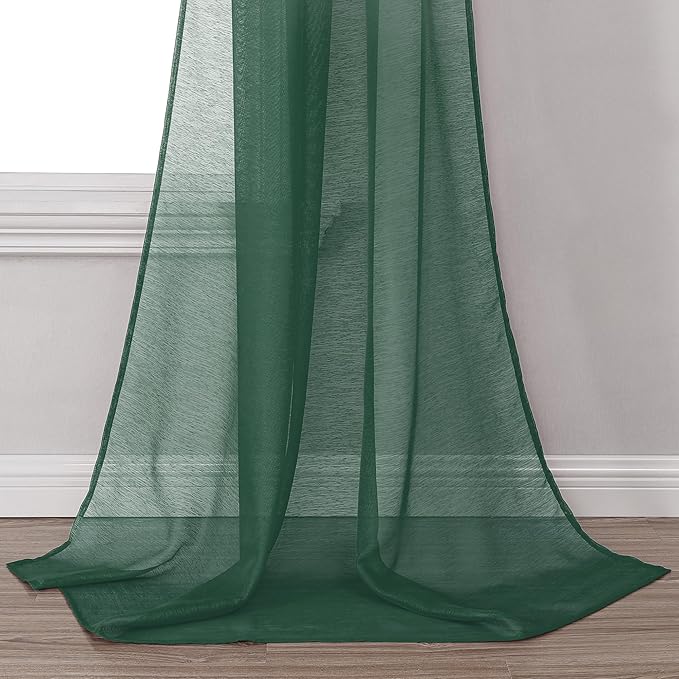DONREN 144 Inches Long Emerald Green Window Scarf for Party - Luxury Soft Semi Sheer Scarf Valance for Wedding (1 Panel,Dark Green)