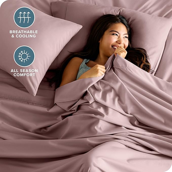 Bare Home Full Sheet Set - Luxury 1800 Ultra-Soft Microfiber Full Bed Sheets - Double Brushed - Deep Pockets - Easy Fit - 4 Piece Set - Bedding Sheets & Pillowcases (Full, Mauve)