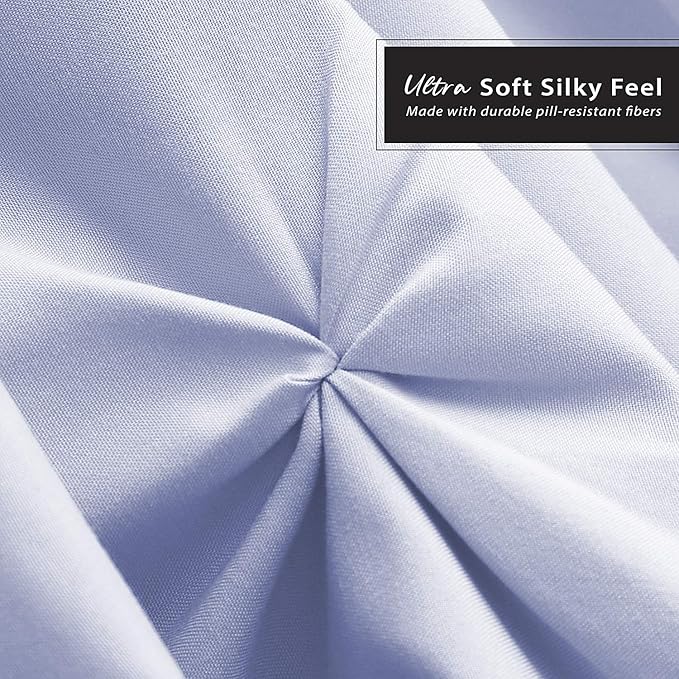 Nestl Ice Blue Bed Skirt King Size, Pinch Pleat King Bed Skirt, 14" Inch Drop King Bedskirt, Hotel Quality Ice Blue Bed Skirts, Premium Microfiber Bedskirt for King Bed, Ice Blue King Size Bed Skirt
