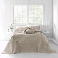 BrylaneHome Bedding Lightweight All Season Modern Amelia Quilted Damask Oversized Ultra Soft Bedspread - Full, Taupe