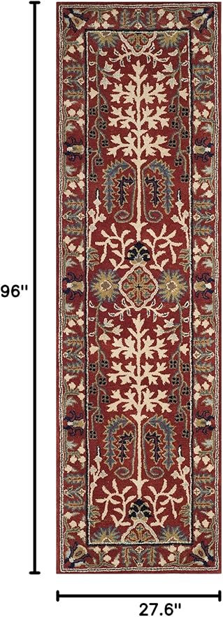 SAFAVIEH Antiquity Collection 2'3" x 8' Red / Multi AT64A Handmade Traditional Oriental Premium Wool Runner Rug