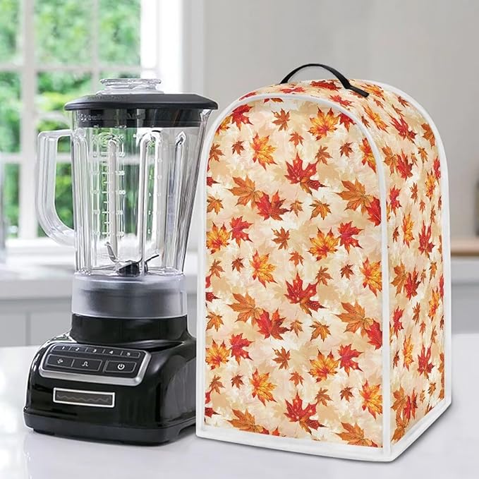 Fall Maple Leaf Dust Cover for Blender Thanksgiving Kitchen Decor Blender Covers Stain Resistant Food Processor Dust Cover Washable Appliance Cloth Cover with Top Handle
