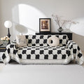 MEETSKY Oversized Sofa Cover Black Couch Cover for Sectional Sofa, Modern Jacquard Sofa Slipcover Loveseat Futon Cover, Pet Couch Cover Washable Couch Protector, 91" x 134", Black Checkerboard