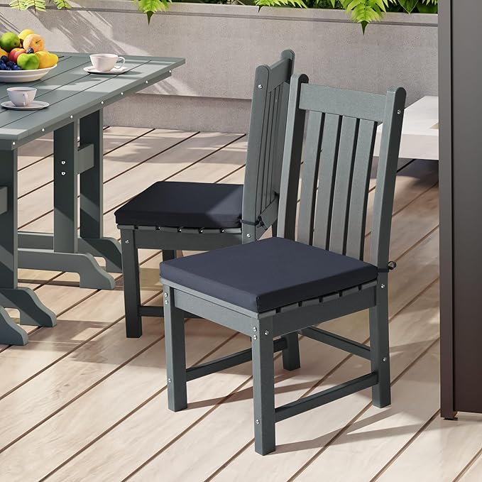 WestinTrends Solace Outdoor Patio Kitchen Dining Chair Square Seat Cushions Set of 4, 19 x 18, Navy Blue