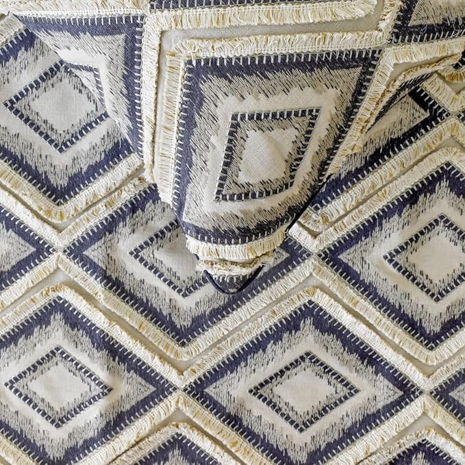 The HomeCentric King/Queen/Twin Blue Decorative CA King 86"x18" Bed Runner Without Pillow Cover, Lace & Moroccan Decor Bed Scarf on Jacquard Fabric - Akida