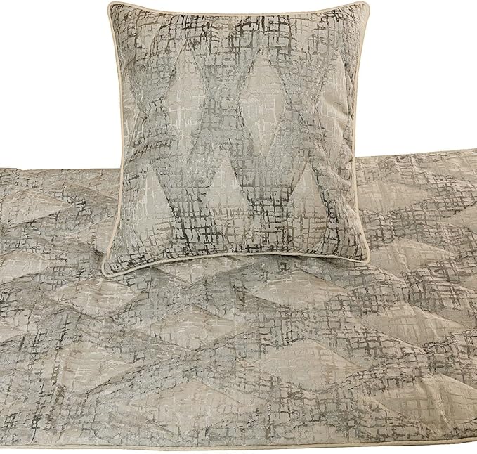 The HomeCentric King Queen Twin Grey Decorative CA King 86"x18" Bed Runner Without Pillow Cover, Quilted Bed Scarf on Jacquard Fabric - Graphitti Grey