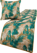 The HomeCentric King/Queen/Twin Green Decorative Twin 53"x18" Bed Runner Without Pillow Cover, Plam Leaves & Quilted Bed Scarf on Satin Fabric - Palms