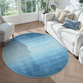Wonnitar Modern Ombre Washable Round Rugs 5ft, Blue Round Living Room Rug, Soft Circle Bedroom Area Rug, Non-Slip Contemporary Low Pile Large Throw Carpet for Nursery Dining Room (Blue, Round 5ft)
