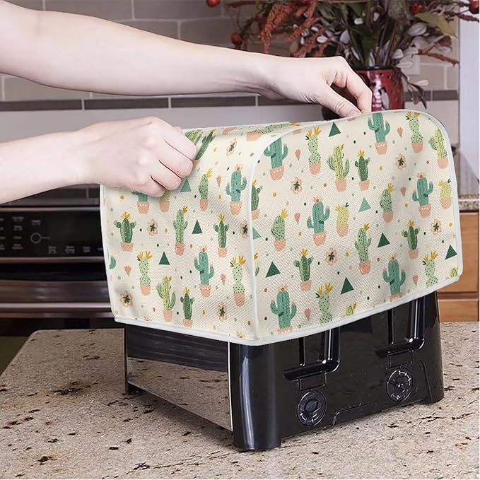 ZFRXIGN Cactus Toaster Cover 2 Slice Wide Slot Toaster Dust Covers Oven Cover Stain Resistant Kitchen Small Appliance Cover with Top Handle Home Decor Mexican Toaster Cover Beige