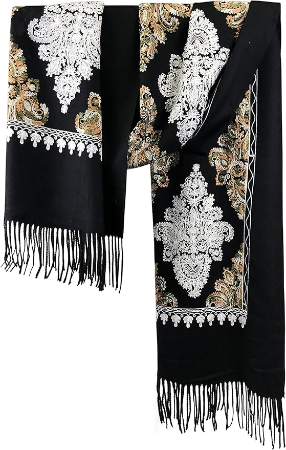 Urban CoCo Women's Embroidered Tassel Long Shawl Oversize Scarf Wraps for Women