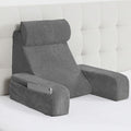 Vekkia Reading Pillow,Back Pillow for Bed Sitting Up Adult,Backrest Support Pillow with Build-in Arms & XL Pockets,Rest Chair for Reading,Gaming,Relaxing,Working or Watching TV in Bed/Floor-19'' Grey