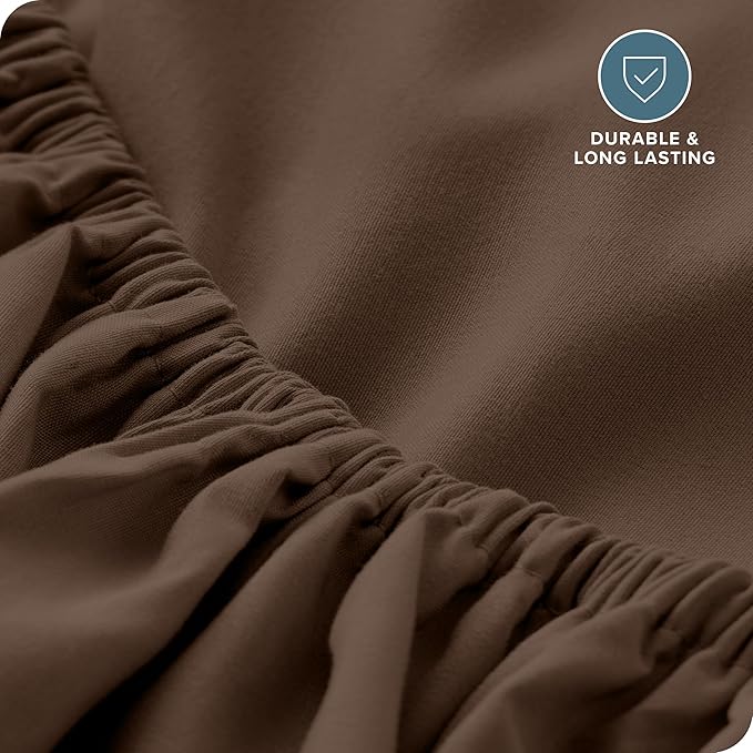 Fitted Bottom Sheet Twin Size - Premium 1800 Microfiber - Ultra-Soft Hotel Luxury - Deep Pocket - Durable and Long Lasting - Fitted Sheet (Twin, Cocoa)