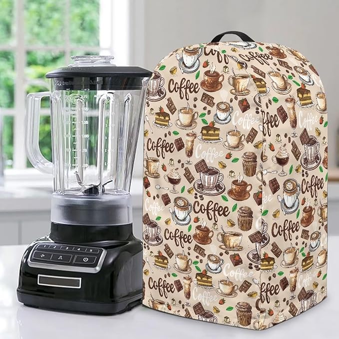 Coffee Beige Countertop Blender Cover with Drawstring Kitchen Appliance Cover Dust Protection Anti Fingerprint 9.4”Lx7.2”Wx15.9”H Fits Most Standard Kitchen Blender Appliance