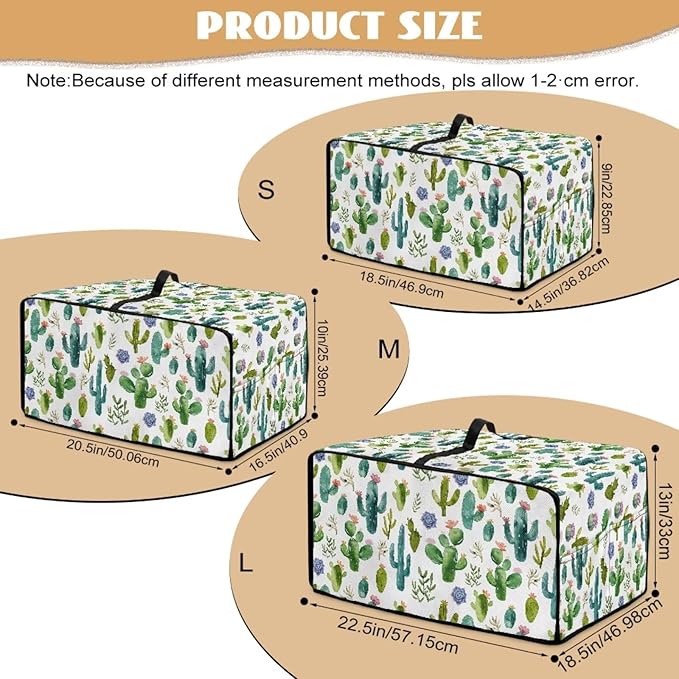 Watercolor Cactus Floral Print Toaster Oven Cover Waterproof Polyester-Linen Fabric Microwave Oven Dust Cover Foldable Kitchen Appliance Protector Dirt and Fingerprint Protection, L