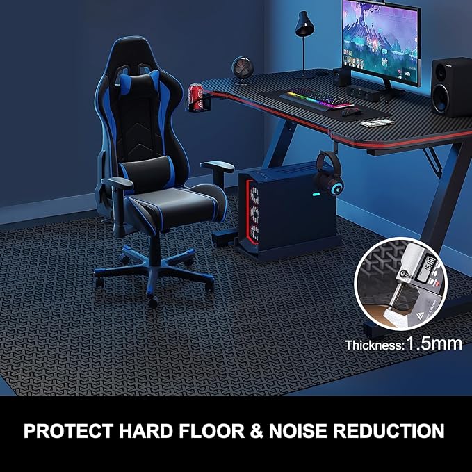 Office Chair Mat for Hard Floor, 60"x75" Large Durable Computer Chair Mat, Unique Y-Shaped Pattern Floor Protector Rug for Rolling Chairs, Anti-Slip Waterproof Desk Floor Mat for Work, Home, Gaming